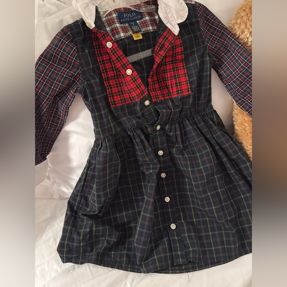 Polo by Ralph Lauren Plaid Kids Dress - Red, Black, White